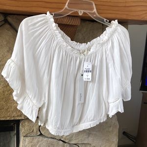 BRAND NEW white Millau flowy crop top, S